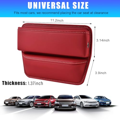 Car Seat Gap Organizer, Leather Console Side Storage Box, Adjustable Seat Gap Filler Pocket O8435