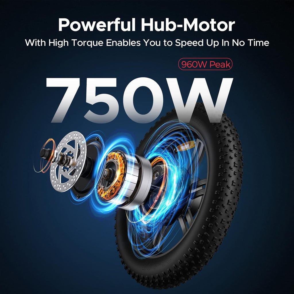 Electric Bike for Adults 20" Fat Tire Step-Thru 48V 7-Speed A16496