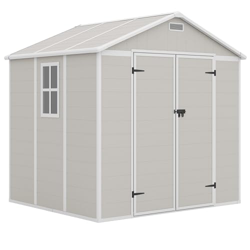 Outdoor Storage Shed 6x6 FT Resin with Floor and Lockable Door Z166