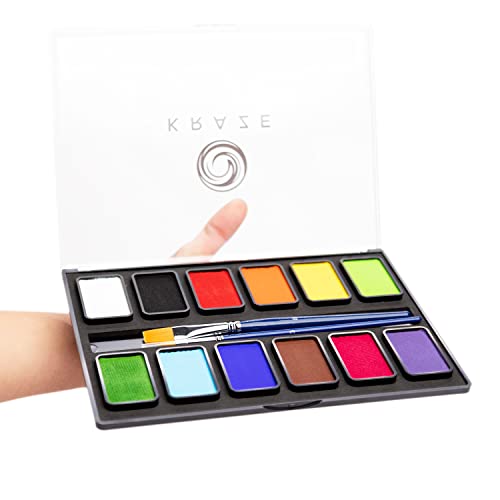 Face Paint Palette 12 x 10 gm Water Activated Hypoallergenic Non Toxic Body Paint Kit I5010
