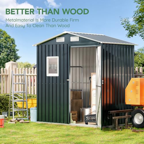 Outdoor Steel Storage Shed with Lockable Doors and Window L987864