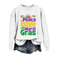 Mardi Gras Costume 2024 Letter Printed Round Neck Long Sleeve Top Mardi Gras Outfits Womens Tunic Tops to Wear with