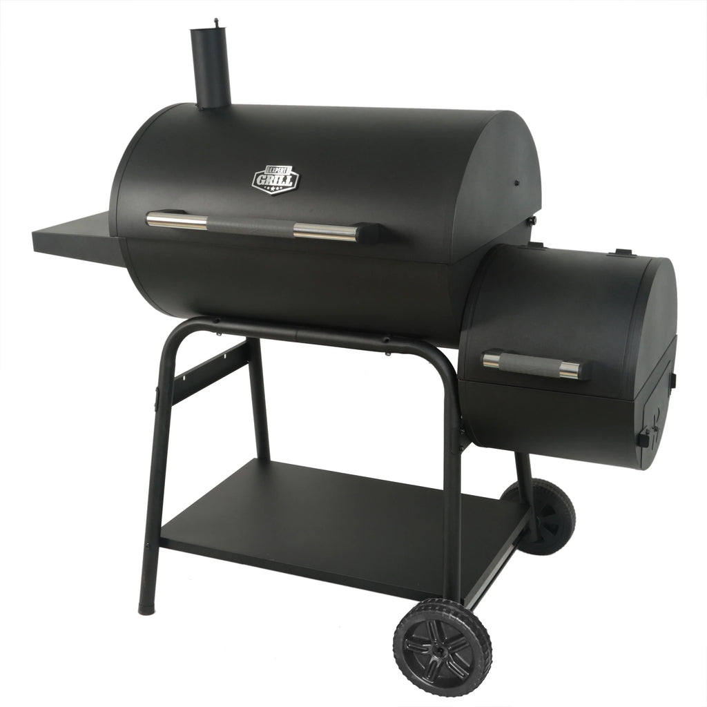 Expert Grill 28" Offset Steel Charcoal Smoker Grill with Side Firebox, Black