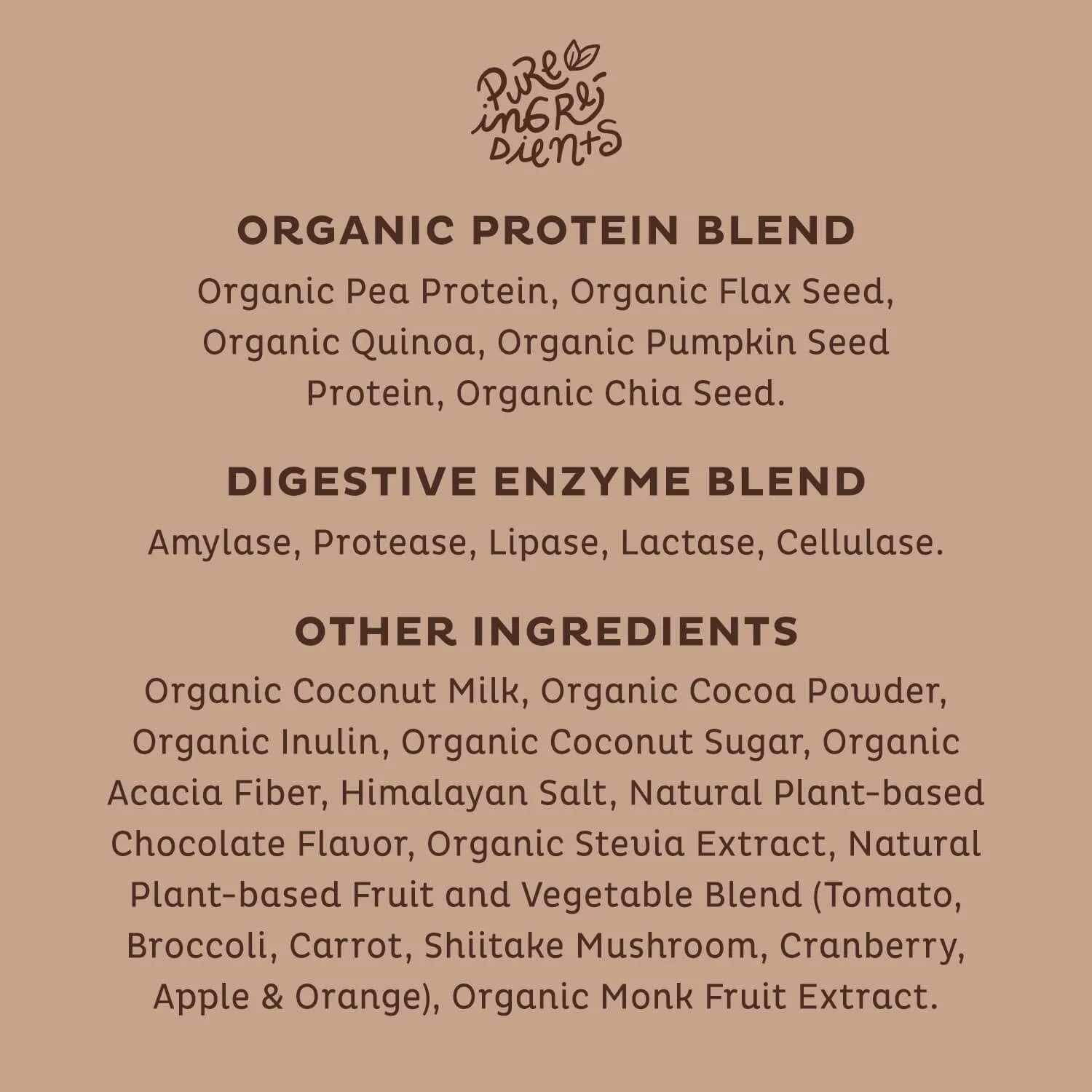 Vegan Protein Powder Chocolate, Organic Pea Protein Blend, Plant Based M725276