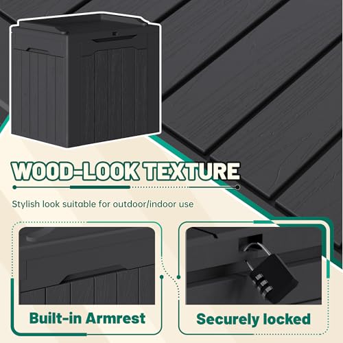 30 Gallon Waterproof Resin Deck Box for Outdoor Patio and Garden Storage Q30388