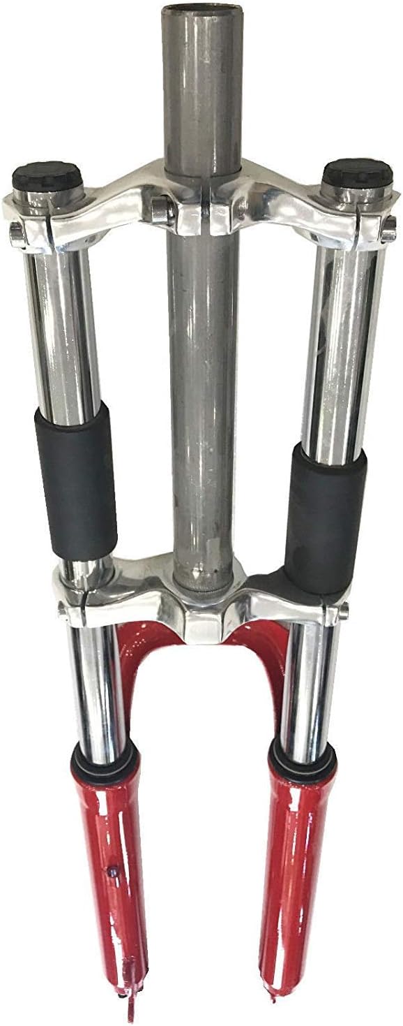 Bicycle Red Fork 26" and 1 1/8" Headset Combo- Triple Tree Suspension Fork w/Double Shoulder-Gas Motorized Bike