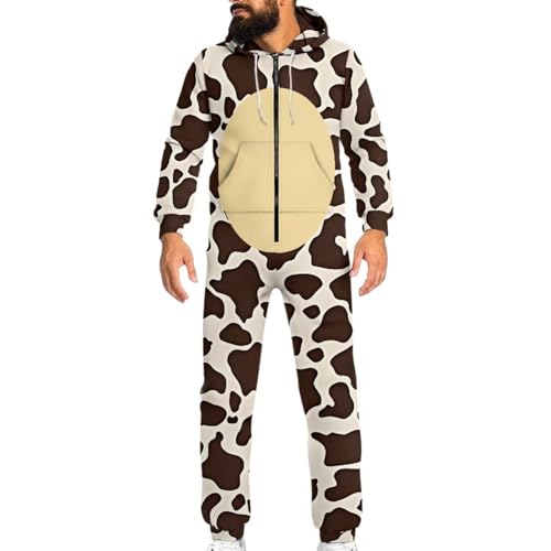 Adult Onesie Hooded One-Piece Pajama Zipper Jumpsuit for Men and Women I930