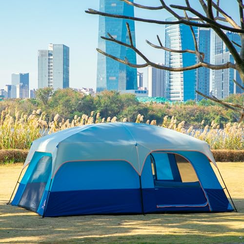 Extra Large Family Cabin Tent for Camping, 2 Rooms, 3 Doors, Waterproof E6603
