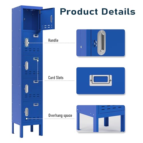 5-Door Steel Storage Locker with Hooks and Card Slots M92401
