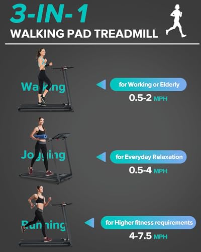 Walking Pad Treadmill for Home, 2.5HP Electric with 12 HIIT Modes, Space Saving, Foldable Z315