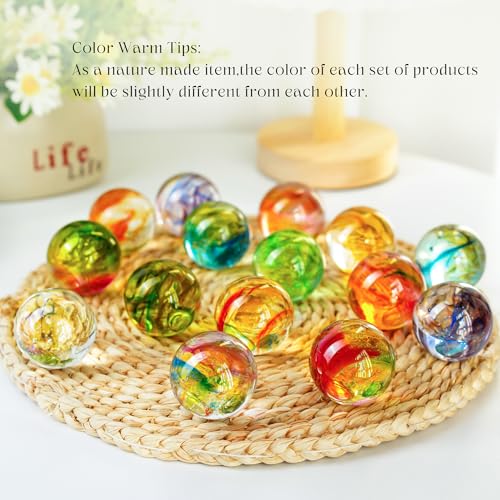Crystal Glass Balls 1.5 Inch Decorative Set with LED Wooden Base Night Light V349