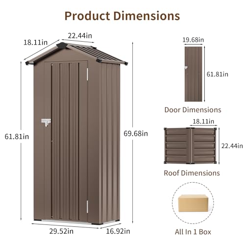 Resin Outdoor Storage Shed with Floor and Window, Lockable Small Tool Shed for Garden Patio Backyard, Light Gray V985