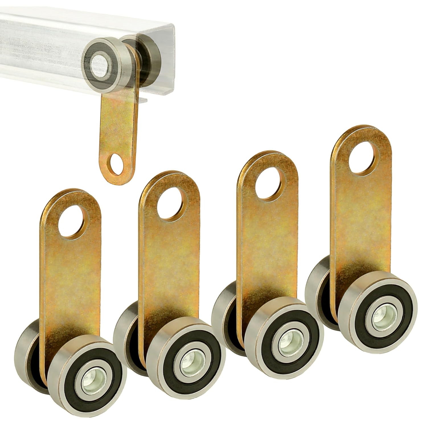 2 Wheel Trolley Assembly Roller,Unistrut Trolley Roller Two Bearing Trolley Assembly for Use with 1-5/8" Wide and All1-5/8"Ortaller Strut Channel 4pc