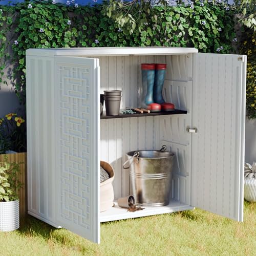 Outdoor Storage Cabinet Waterproof with Shelf for Patio and Garden U239