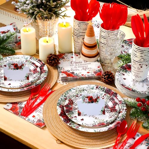 410 Pcs Terracotta Floral Paper Plates and Napkins Set for 50 Guests S1131