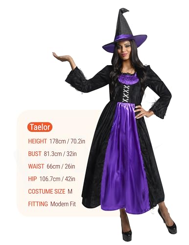 Witch Costume for Women with Dress Hat Accessories O3856