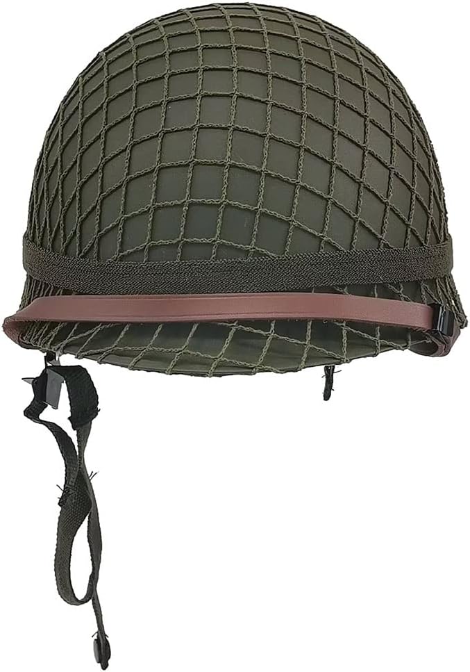 WW2 M1 Steel Helmet Replica with Net Cover and Chin Strap D703