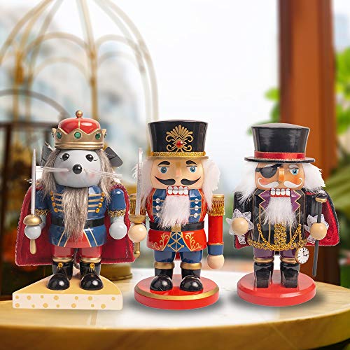 Christmas Nutcrackers Figures 7 Inch Wooden Mouse King Soldier Pirate Decorations O68716