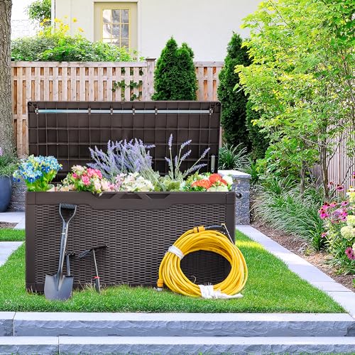 30 Gallon Waterproof Resin Deck Box for Outdoor Patio and Garden Storage Q30388