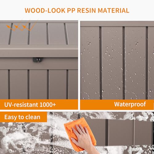 100 Gallon Resin Deck Box, Lockable Patio Outdoor Storage, Waterproof - Black F75230