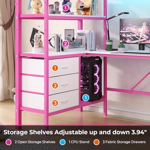 Loft Bed Full Size with L-Shaped Desk and Charging Station G796
