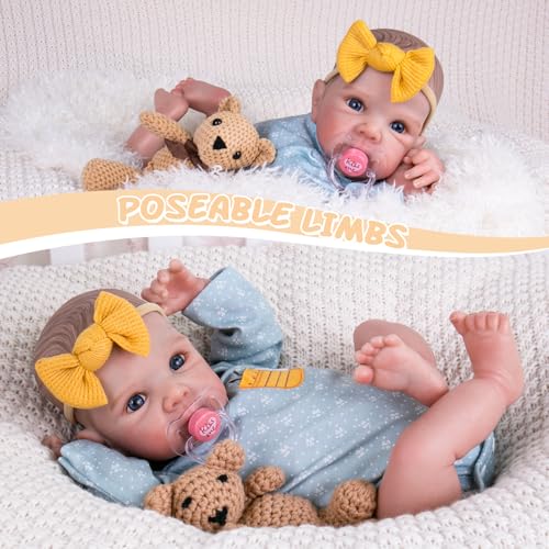 20 Inch Realistic Handmade Newborn Baby Doll with Blue Eyes, Weighted Cuddle Doll Q882284