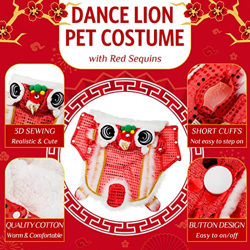 Lion Dance Dog Costume with Sequins for Chinese New Year Pet Outfit D95409