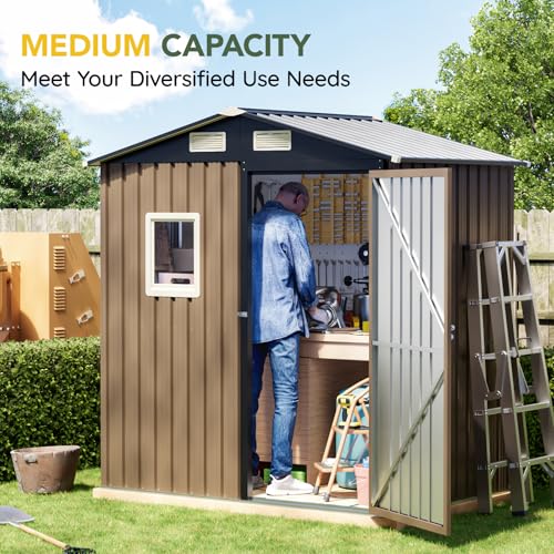 Outdoor Steel Storage Shed with Lockable Doors and Window L987864