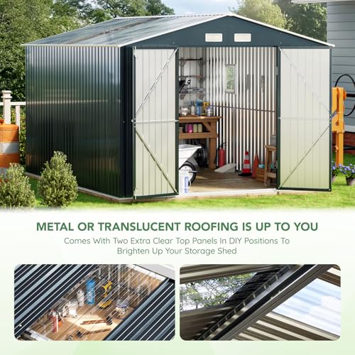 Outdoor Steel Storage Shed with Lockable Doors and Windows E249038