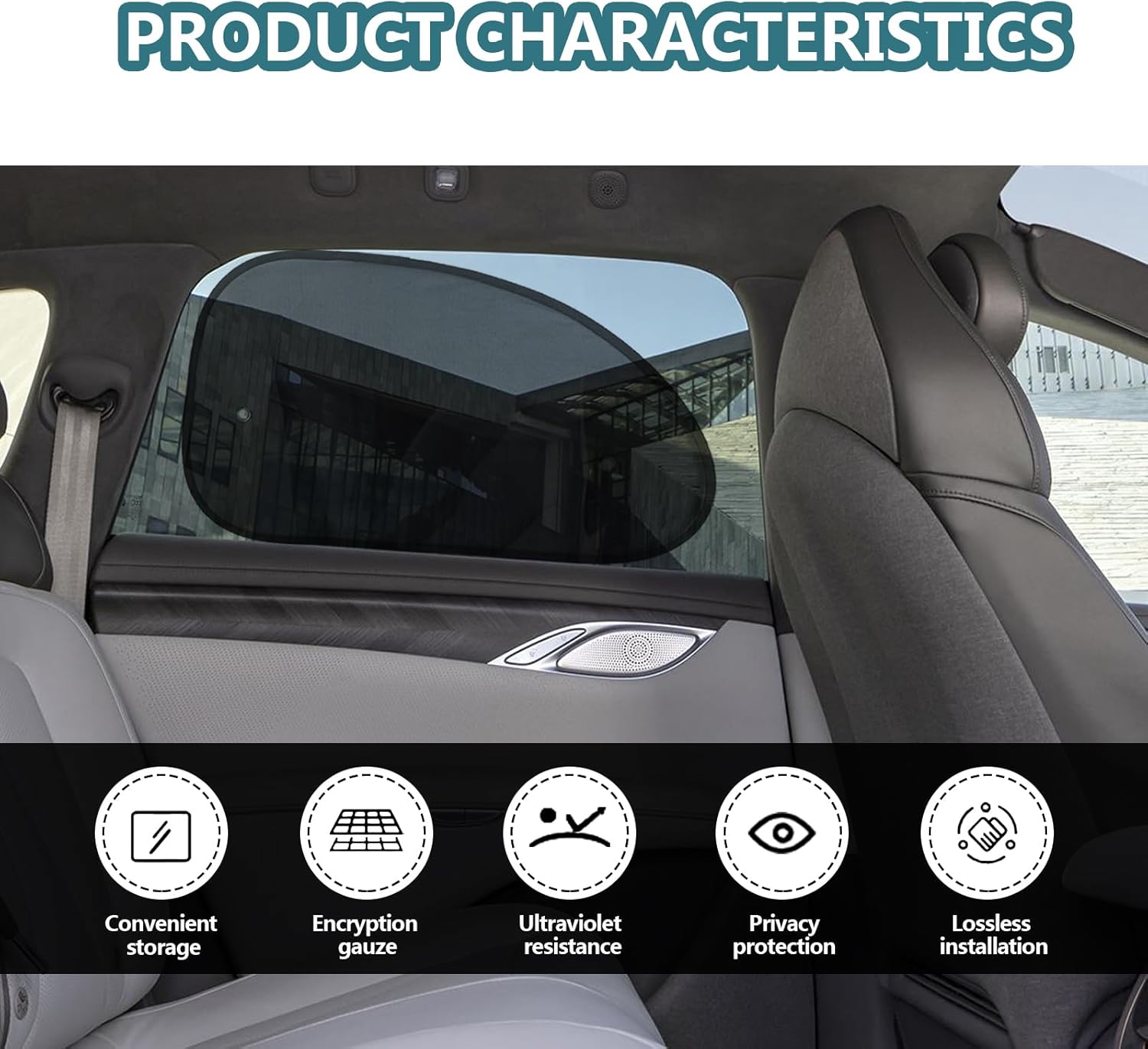 2PCS Universal Car Side Window Sun Shades W322
