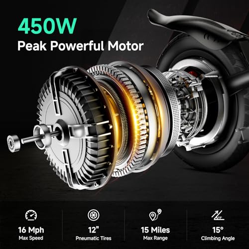 Folding Electric Bike 450W Peak Motor 16MPH 12" Pneumatic Tires J6416