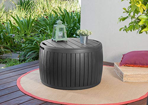 Outdoor Storage Deck Box, 37 Gallon Waterproof Patio Table Bin W1205