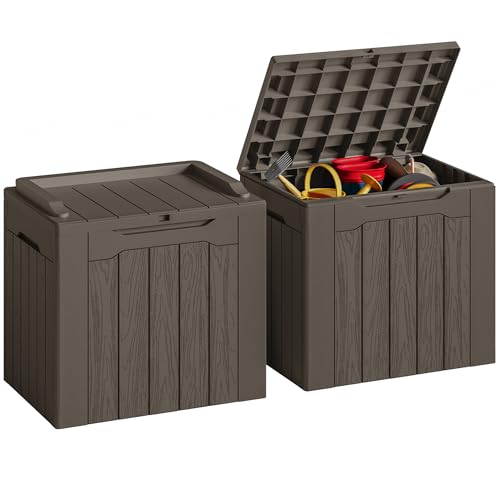 31 Gallon Resin Deck Box Waterproof Indoor Outdoor Storage for Patio Cushions and Garden Tools L90121