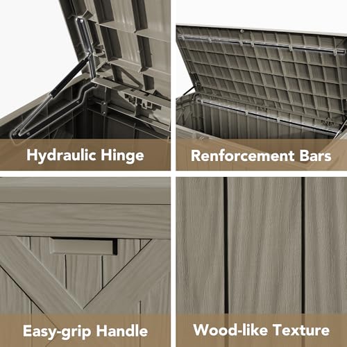 Outdoor Resin Deck Box 120 Gallon Waterproof Lockable F693676