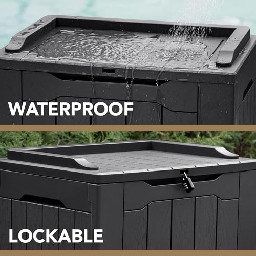 30 Gallon Waterproof Resin Deck Box for Outdoor Patio and Garden Storage Q30388