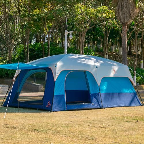 Extra Large Family Cabin Tent 2 Rooms 3 Doors 3 Windows Waterproof for Camping H460