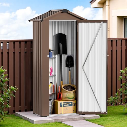 Resin Outdoor Storage Shed with Floor and Window, Lockable Small Tool Shed for Garden Patio Backyard, Light Gray V985