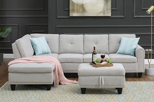 4-in-1 Convertible L Shaped Couch with Pull Out Bed and Storage Z983