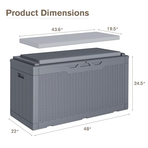 31 Gallon Resin Deck Box Waterproof Indoor Outdoor Storage for Patio Cushions and Garden Tools L90121