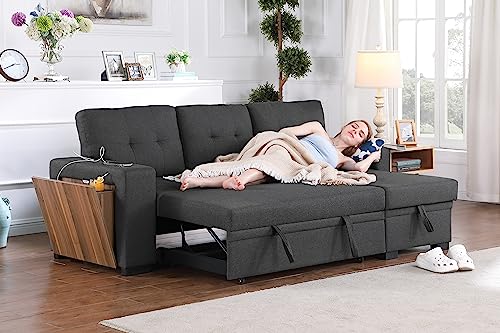 4-in-1 Convertible L Shaped Couch with Pull Out Bed and Storage Z983