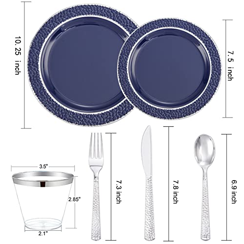 350PCS Clear Plastic Plates with Gold Trim for 50 Guests, Disposable Dinnerware Set O686017