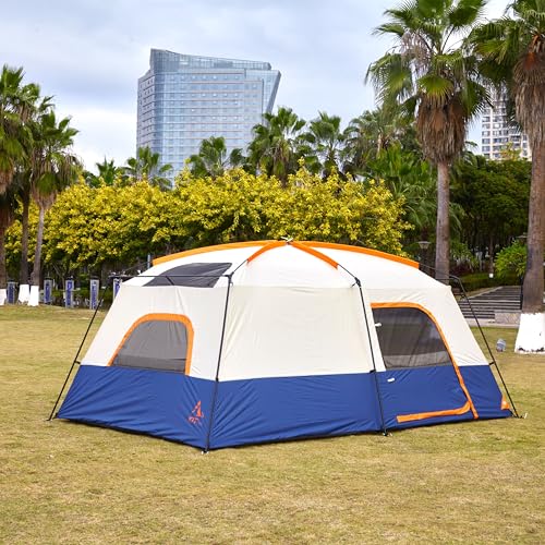 Extra Large Family Cabin Tent 2 Rooms 3 Doors 3 Windows Waterproof for Camping H460