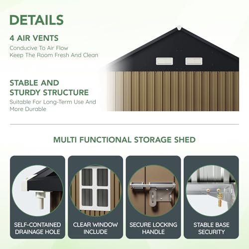 Outdoor Steel Storage Shed with Lockable Doors and Windows E249038