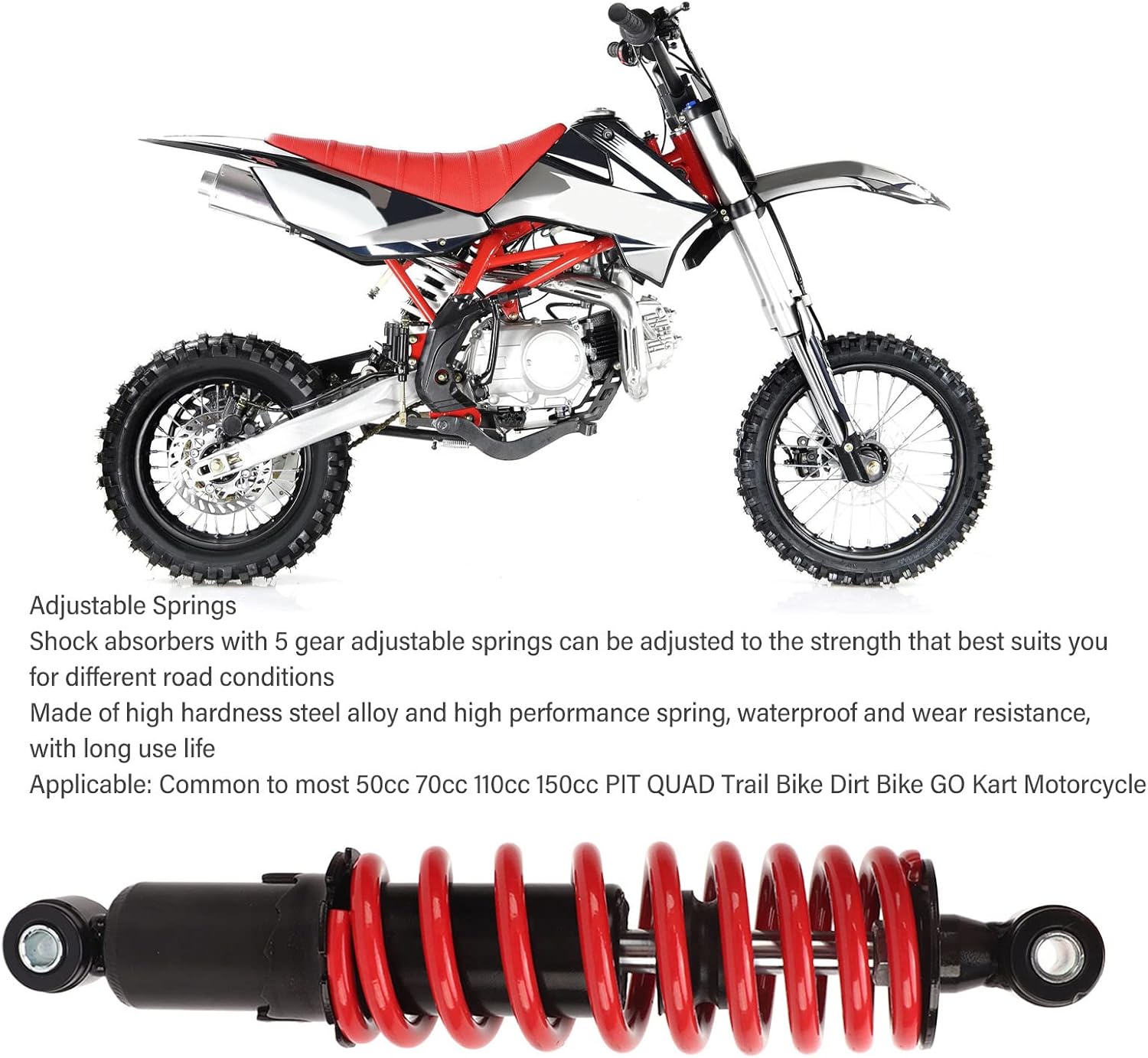 Motorcycle Shock Absorber, 285mm 5-Level Adjustable Damping Y234170