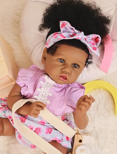 22.8 Inch Realistic African American Baby Doll with Soft Body K201