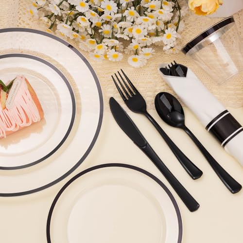 Disposable Plates and Cups Set for 50 Guests with Napkins and Cutlery V71219