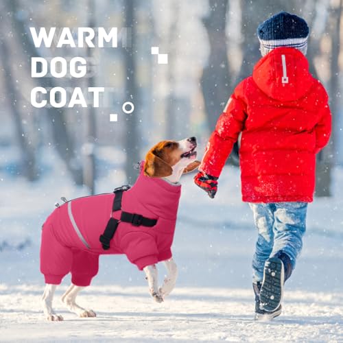 Black Dog Winter Coat with Harness, Reflective Waterproof Jacket for Small Dogs O43201