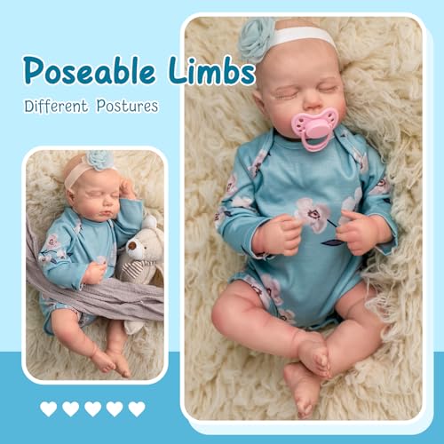 Realistic Reborn Baby Doll, 18 Inch Soft Body Sleeping Baby Girl with Pink Clothing Z645