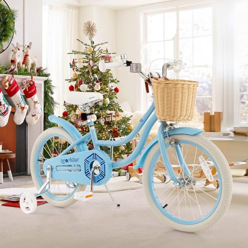 Kids Bike 14 16 18 Inch with Training Wheels, Adjustable Height, Handbrake & Coaster Brake I423