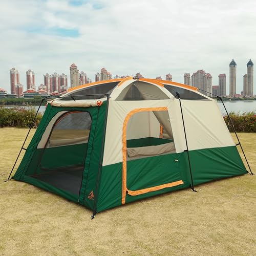 Extra Large Family Cabin Tent 2 Rooms 3 Doors 3 Windows Waterproof for Camping H460